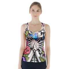 Floral Skeletons Racer Back Sports Top by GardenOfOphir