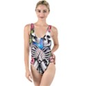 Floral Skeletons High Leg Strappy Swimsuit View1