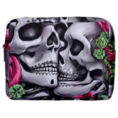 Black Skulls Red Roses Make Up Pouch (large) by GardenOfOphir