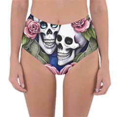Skulls And Flowers Reversible High-waist Bikini Bottoms by GardenOfOphir