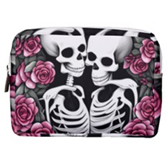 Black And White Rose Sugar Skull Make Up Pouch (medium) by GardenOfOphir