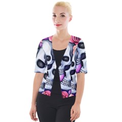 Floral Skeletons Cropped Button Cardigan by GardenOfOphir