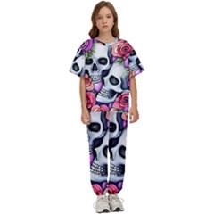 Floral Skeletons Kids  Tee And Pants Sports Set by GardenOfOphir