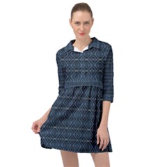 Blue Diamonds Motif Fancy Pattern Design Mini Skater Shirt Dress by dflcprintsclothing