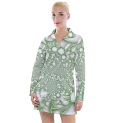 Green Abstract Fractal Background Texture Women s Long Sleeve Casual Dress