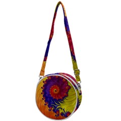 Fractal Spiral Bright Colors Crossbody Circle Bag by Ravend