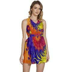 Fractal Spiral Bright Colors Sleeveless High Waist Mini Dress