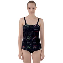 Chart Pattern Twist Front Tankini Set