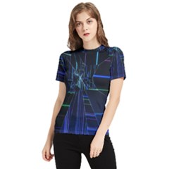 Screen Glitch Broken  Crack  Fracture  Glass Pattern Women s Short Sleeve Rash Guard by Sapixe