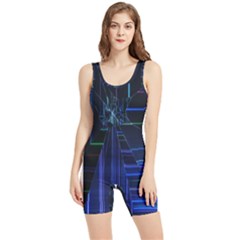 Screen Glitch Broken  Crack  Fracture  Glass Pattern Women s Wrestling Singlet