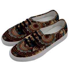 Bohemian Flair In Blue And Earthtones Men s Classic Low Top Sneakers