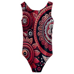 Bohemian Vibes In Vibrant Red Kids  Cut-out Back One Piece Swimsuit by HWDesign