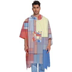 Art Abstract Rectangle Square Men s Hooded Rain Ponchos