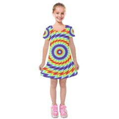 Mandala Kaleidoscope Background Kids  Short Sleeve Velvet Dress