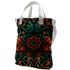 Flower Pattern Modern Floral Canvas Messenger Bag