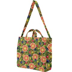 Fruits Star Blueberry Cherry Leaf Square Shoulder Tote Bag by Pakemis