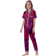 Roses Red Purple Flowers Pretty Kids  Satin Short Sleeve Pajamas Set