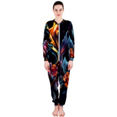 Flowers Flame Abstract Floral Onepiece Jumpsuit (ladies)