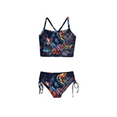 Flowers Flame Abstract Floral Girls  Tankini Swimsuit by Ravend