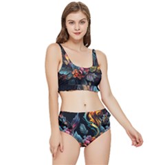Flowers Flame Abstract Floral Frilly Bikini Set by Ravend