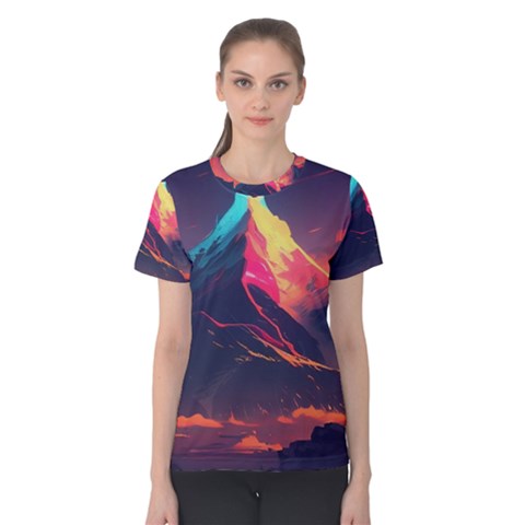Mountain Sky Color Colorful Night Women s Cotton Tee by Ravend