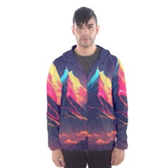 Mountain Sky Color Colorful Night Men s Hooded Windbreaker by Ravend