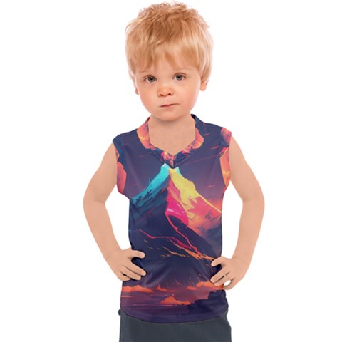 Mountain Sky Color Colorful Night Kids  Sport Tank Top by Ravend