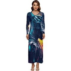 Who Sample Robot Prettyblood Long Sleeve Velour Longline Maxi Dress