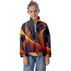 Swirls Abstract Watercolor Colorful Kids  Half Zip Hoodie by Ravend