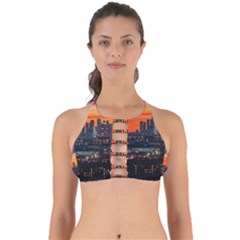 Downtown Skyline Sunset Buildings Perfectly Cut Out Bikini Top by Ravend