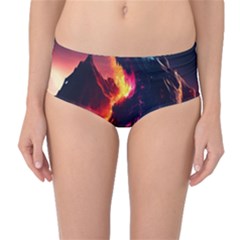 Mountain Color Colorful Love Art Mid-waist Bikini Bottoms