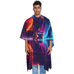 Mountain Color Colorful Love Art Men s Hooded Rain Ponchos