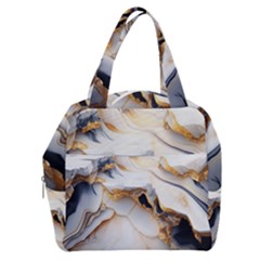 Marble Stone Abstract Gold White Boxy Hand Bag