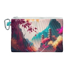 Asia Japan Pagoda Colorful Vintage Canvas Cosmetic Bag (large)
