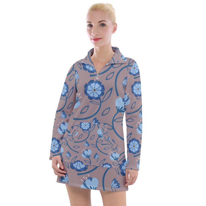 Flower Women s Long Sleeve Casual Dress