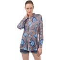 Flower Long Sleeve Satin Shirt View1