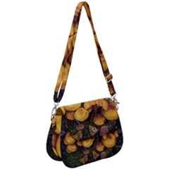 Orange Mushrooms In Patagonia Forest, Ushuaia, Argentina Saddle Handbag by dflcprintsclothing