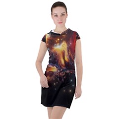 Nebula Galaxy Stars Astronomy Drawstring Hooded Dress by Uceng