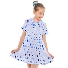 Blue Circle Pattern Kids  Short Sleeve Shirt Dress by artworkshop