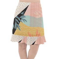 Leaves Pattern Design Colorful Fishtail Chiffon Skirt