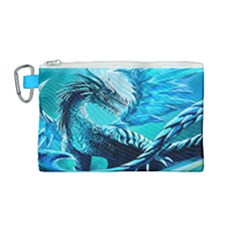 Ice Dragon Canvas Cosmetic Bag (medium) by ArtByThree