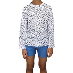 Winking Emoticon Sketchy Drawing Motif Random Pattern Kids  Long Sleeve Swimwear by dflcprintsclothing