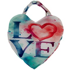 Valentines Day Heart Watercolor Background Giant Heart Shaped Tote by artworkshop