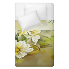 Watercolor Yellow And-white Flower Background Duvet Cover Double Side (single Size)