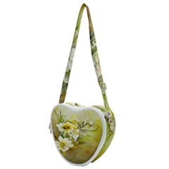 Watercolor Yellow And-white Flower Background Heart Shoulder Bag by artworkshop