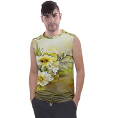 Watercolor Yellow And-white Flower Background Men s Regular Tank Top by artworkshop