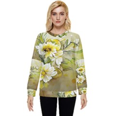 Watercolor Yellow And-white Flower Background Hidden Pocket Sweatshirt by artworkshop