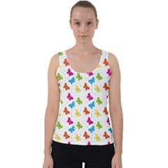 Butterfly Pattern Design Wallpaper Background Velvet Tank Top