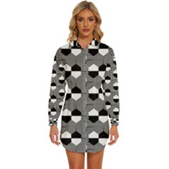 Geometric Pattern Line Form Texture Structure Womens Long Sleeve Shirt Dress