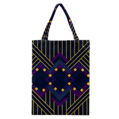Line Square Pattern Violet Blue Yellow Design Classic Tote Bag